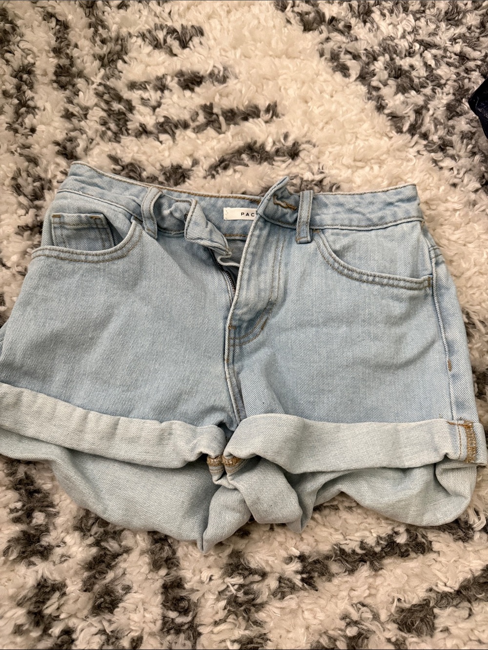PacSun Light Blue Rolled Cuff Denim Shorts